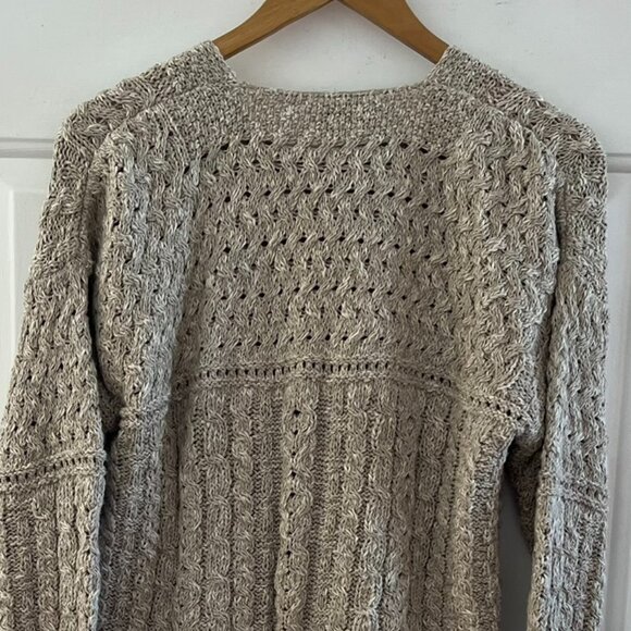 Carraigdonn Woman's Beige Knit Made In Ireland Linen/Cotton Sweater Sz Lr - Picture 7 of 9